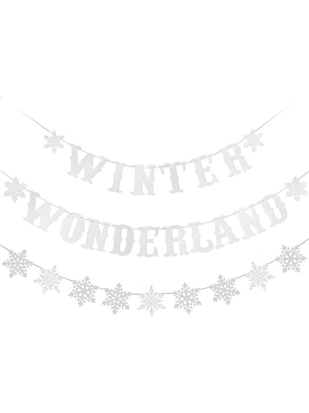 Snowflake Winter Wonderland Banner & Snowflake Banner Decoration, Silver Glitter